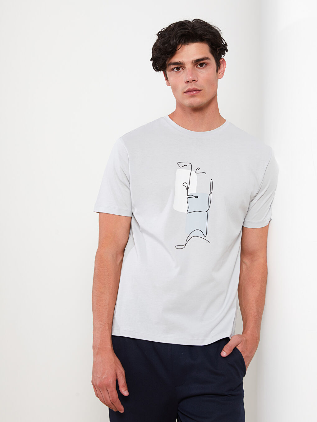 Crew Neck Short Sleeve Printed Combed Cotton Men's T-shirt-1