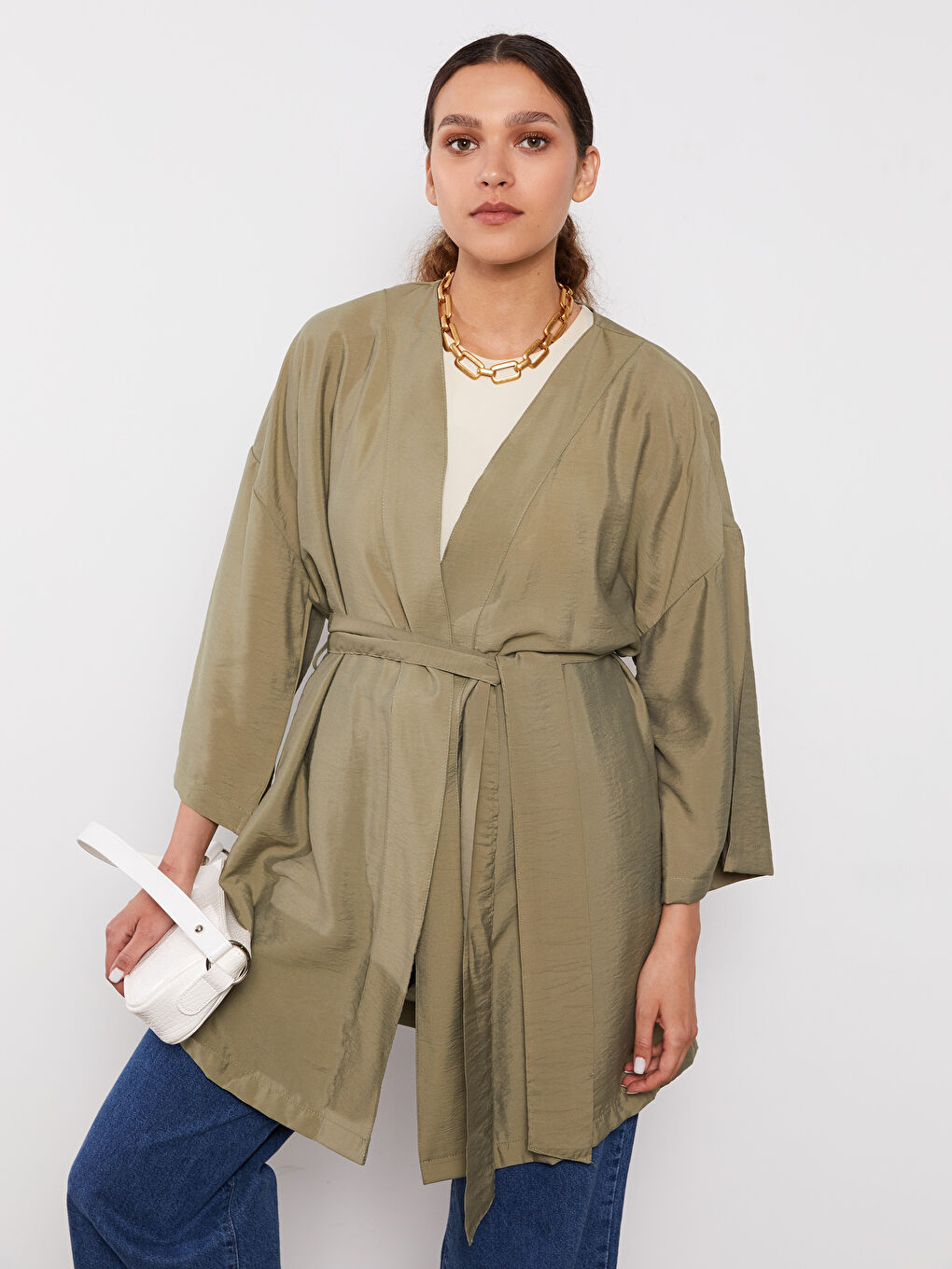 Yeşil Şal Yaka Kadın Kimono-2