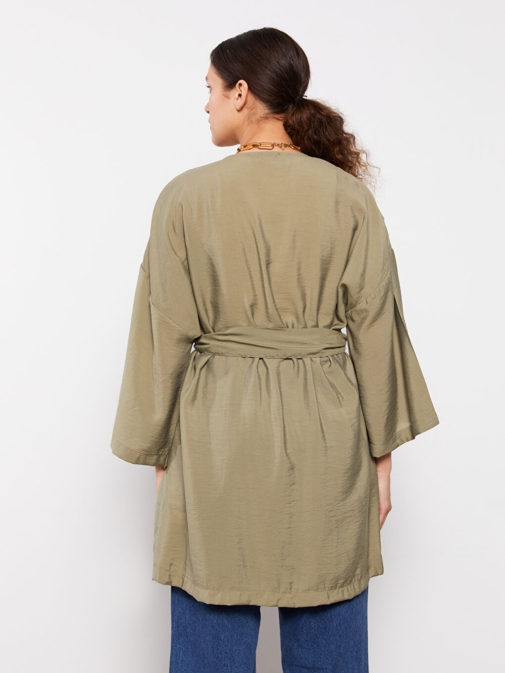 Yeşil Şal Yaka Kadın Kimono-4