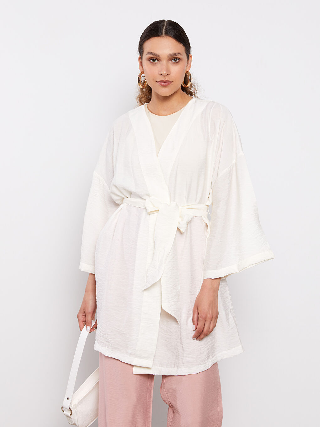 LCW Vision Ekru Şal Yaka Kadın Kimono - 1
