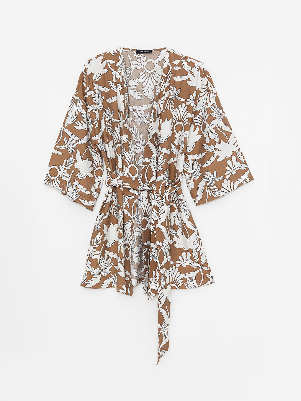 LCW Vision Kahverengi Şal Yaka Desenli Kadın Kimono - 5