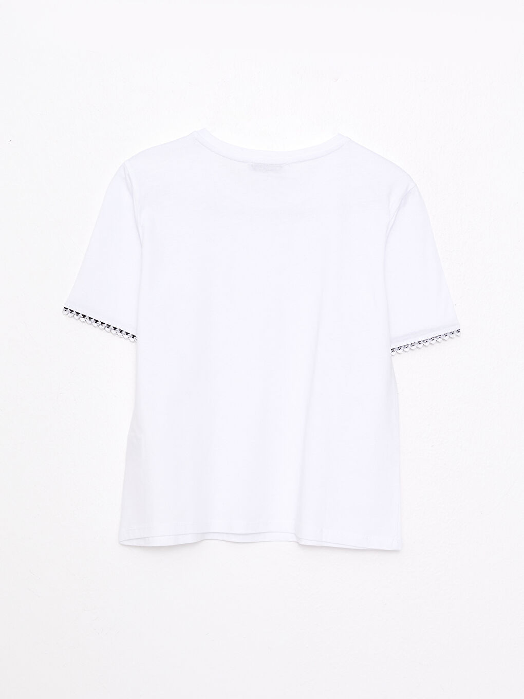 Crew Neck Embroidered Short Sleeve Cotton Women's T-Shirt-6