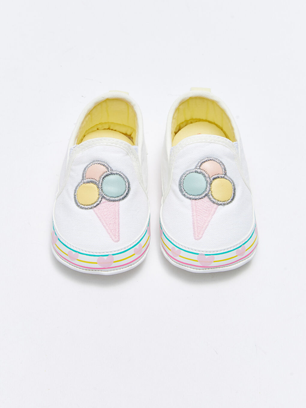 Ekru Nakışlı Kız Bebek Yürüme Öncesi Ayakkabı-2