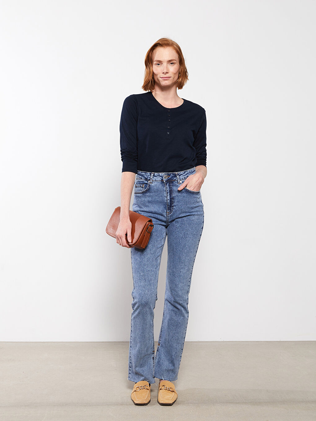 Crew Neck Regular Long Sleeve Cotton Women's T-shirt-1