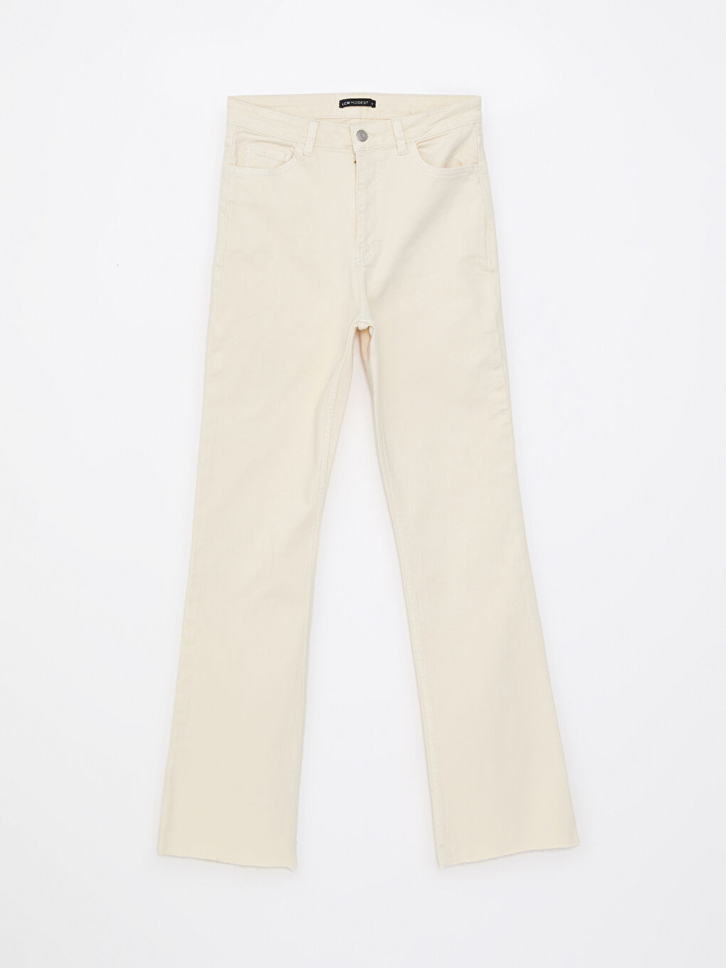 Bej Dar Fit Düz Cep Detaylı Gabardin Kadın Pantolon-5