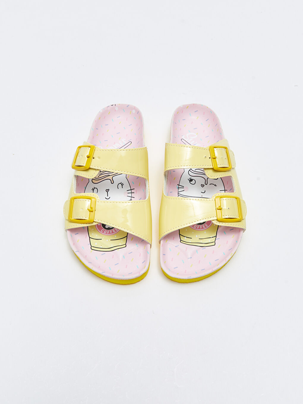 Sarı Çift Bantlı Toka Detaylı Kız Çocuk Terlik-2