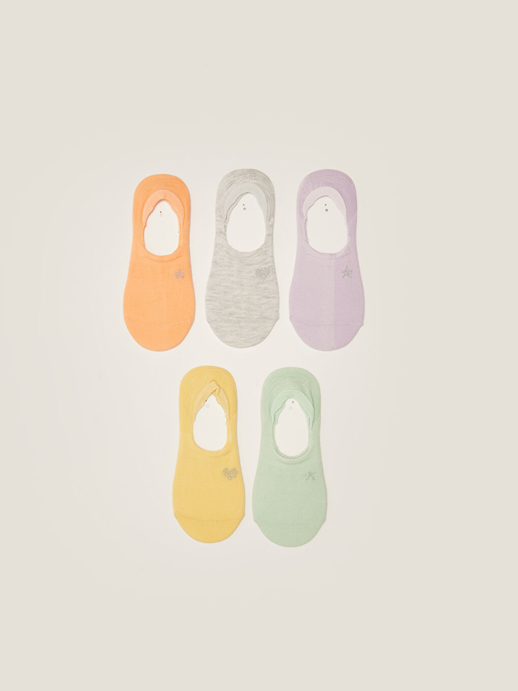 جوارب غير مرئية منقوشة للبنات - عبوة من ٥ قطع-1