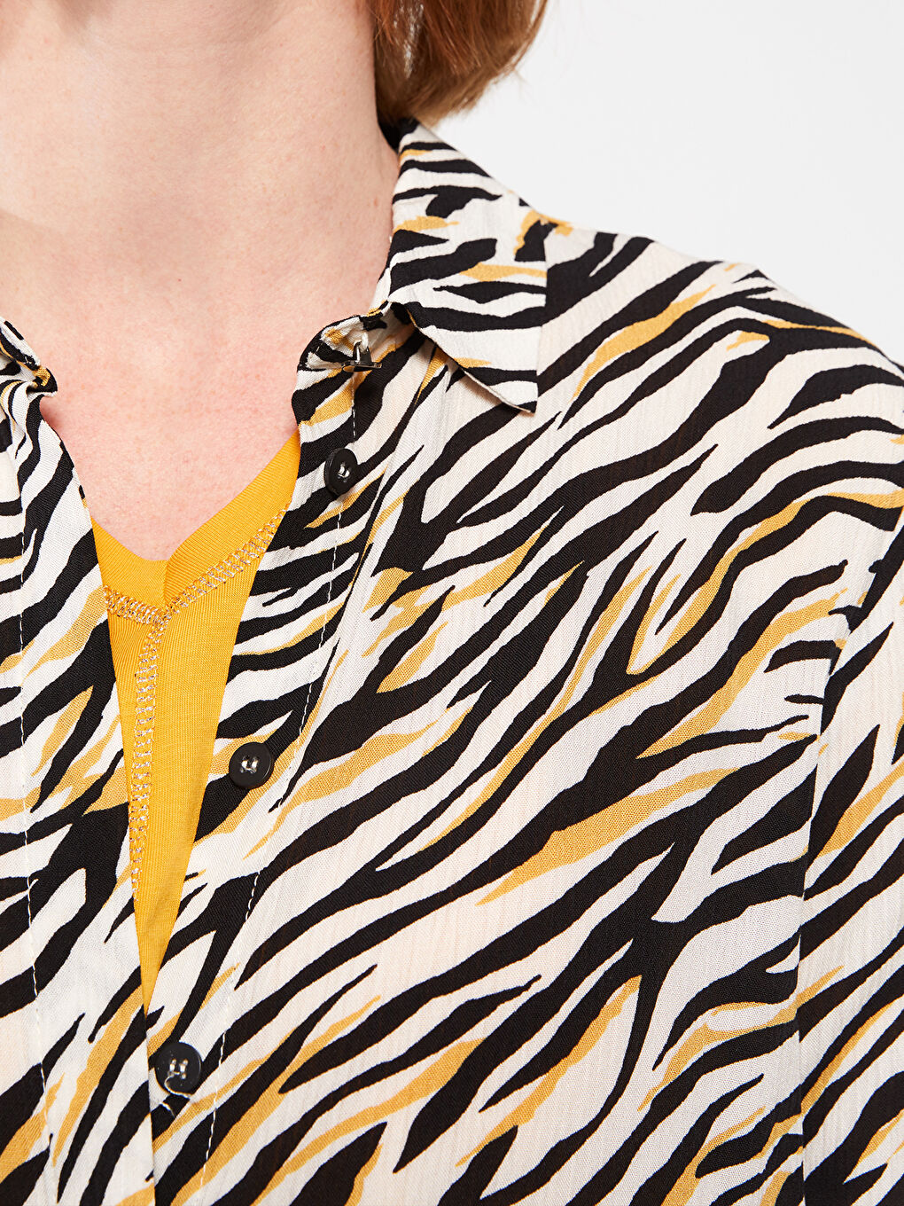 Patterned Long Sleeve Crinkle Women's Shirt Tunic-2