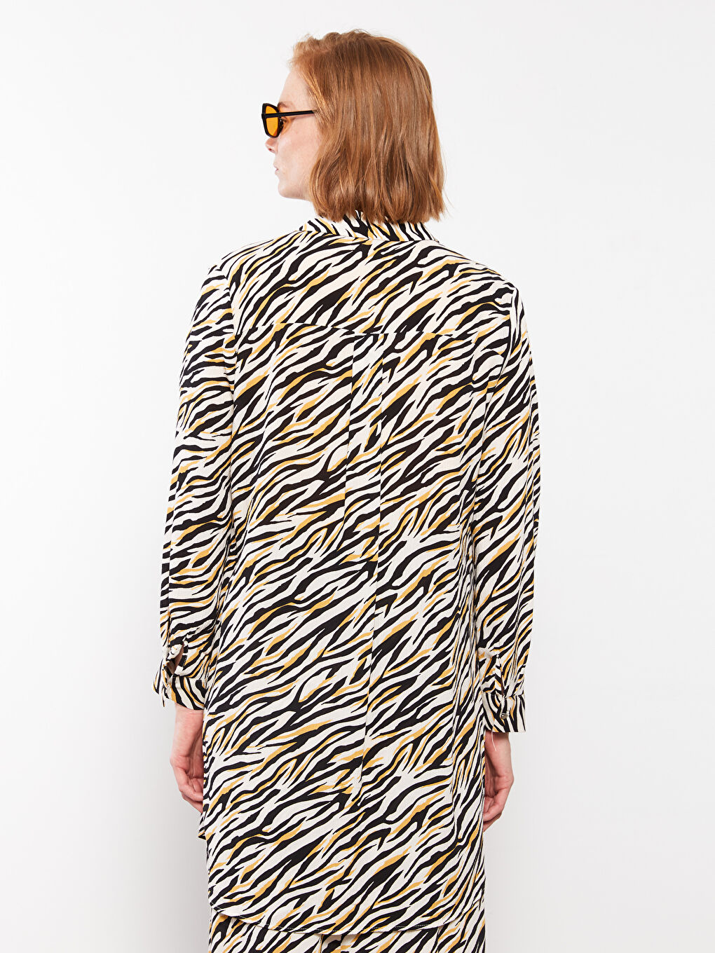 Patterned Long Sleeve Crinkle Women's Shirt Tunic-4