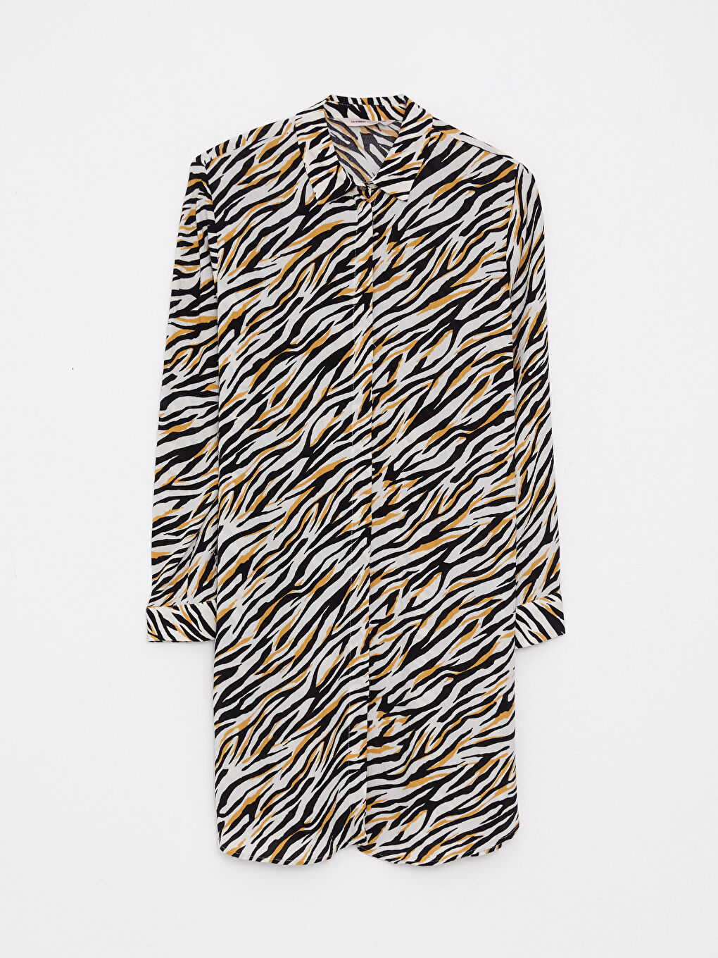 Patterned Long Sleeve Crinkle Women's Shirt Tunic-5