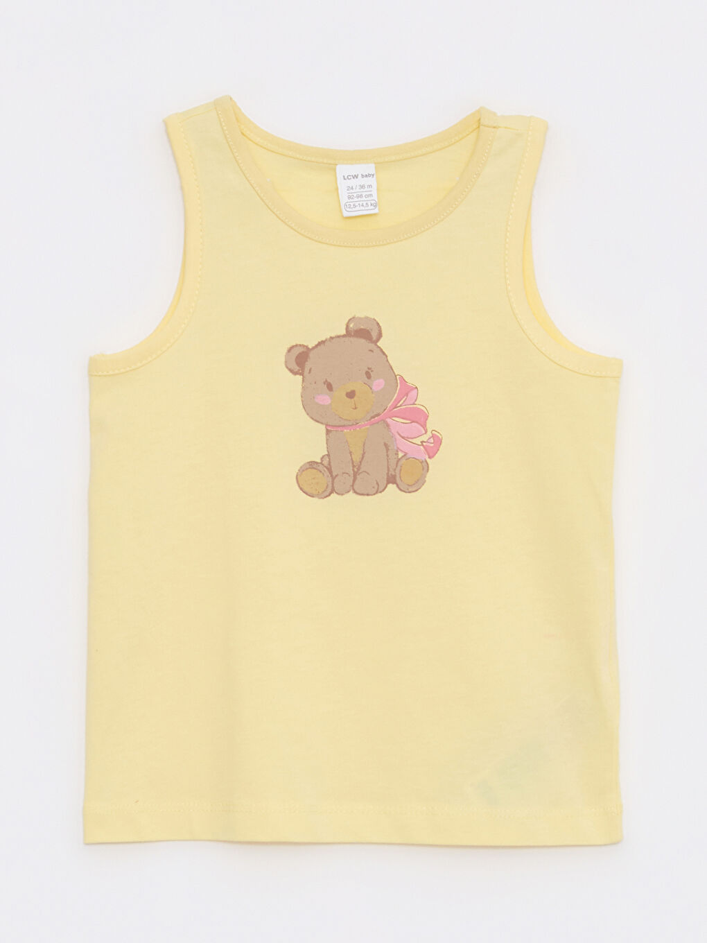 Sarı Bisiklet Yaka Baskılı Pamuklu Kız Bebek Atlet