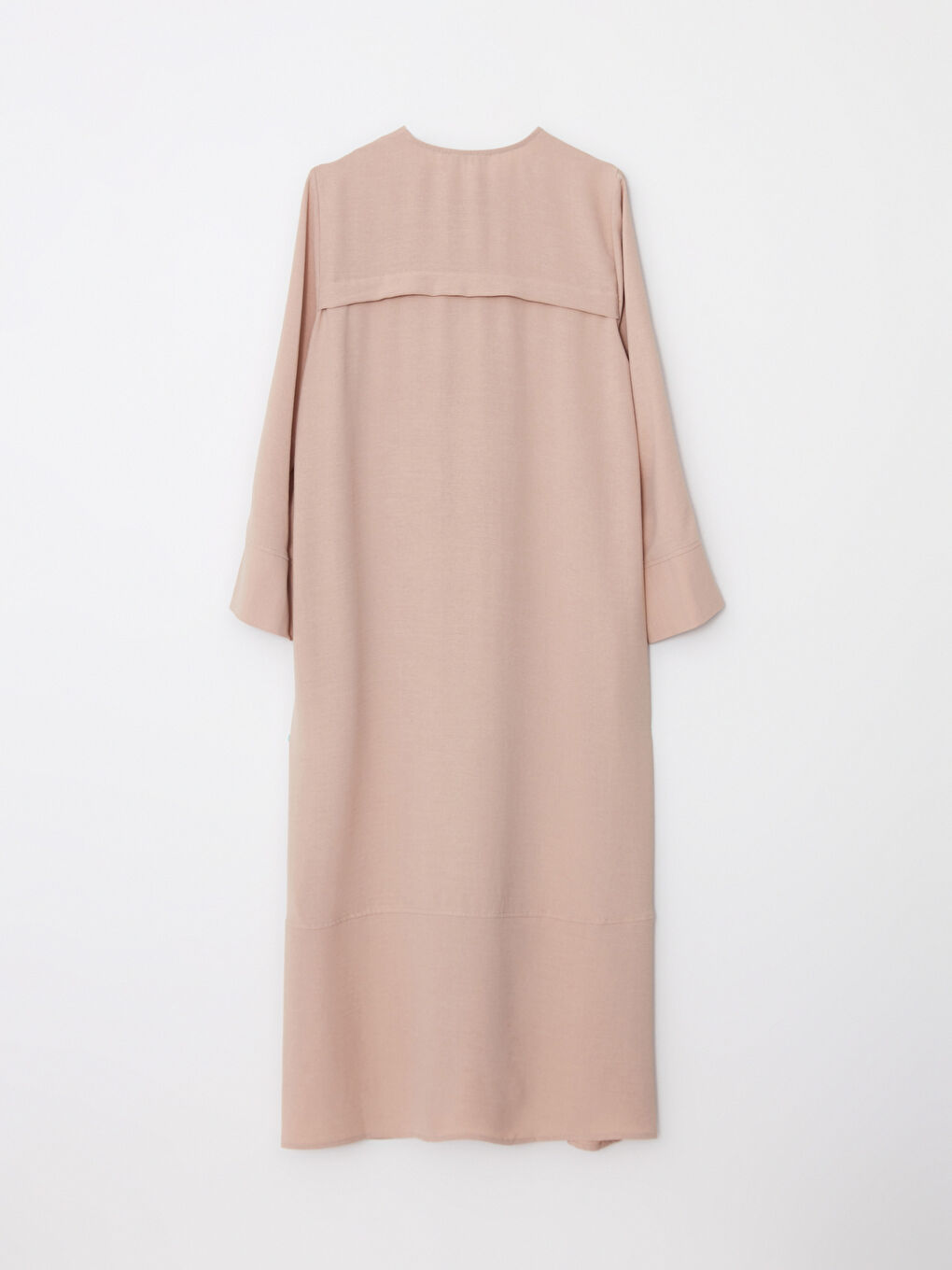 Bej Bisiklet Yaka Düz Uzun Kollu A Kesim Kadın Ferace-6