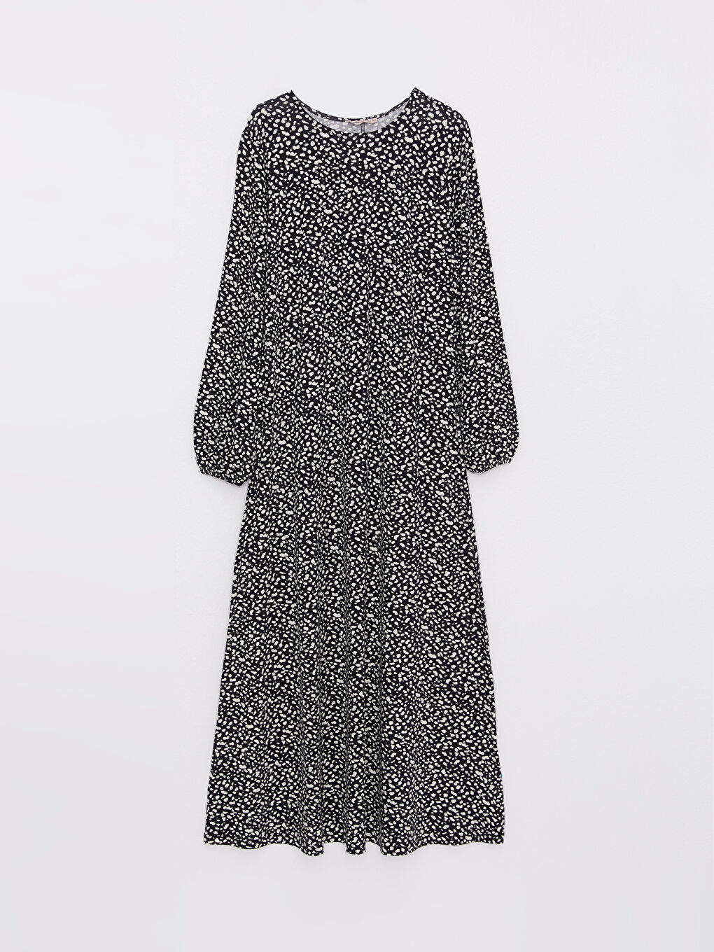 فستان نساء فورم كم طويل مطبوع كول مدور-4