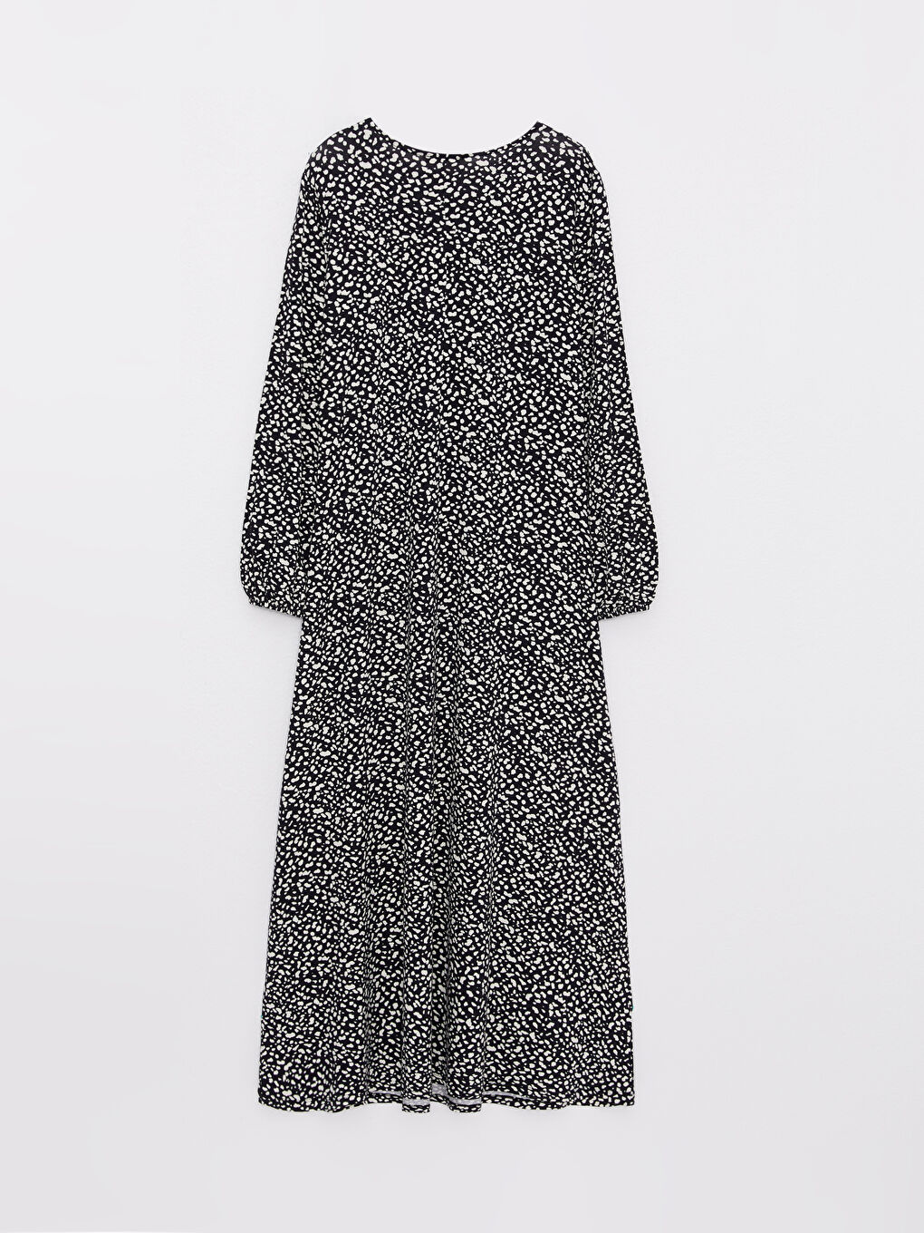 فستان نساء فورم كم طويل مطبوع كول مدور-5