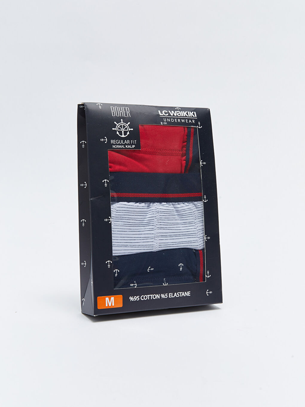 Lacivert Standart Kalıp Pamuklu Esnek Erkek Boxer 3'lü