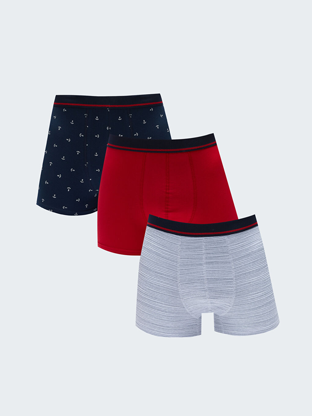 Lacivert Standart Kalıp Pamuklu Esnek Erkek Boxer 3'lü-1