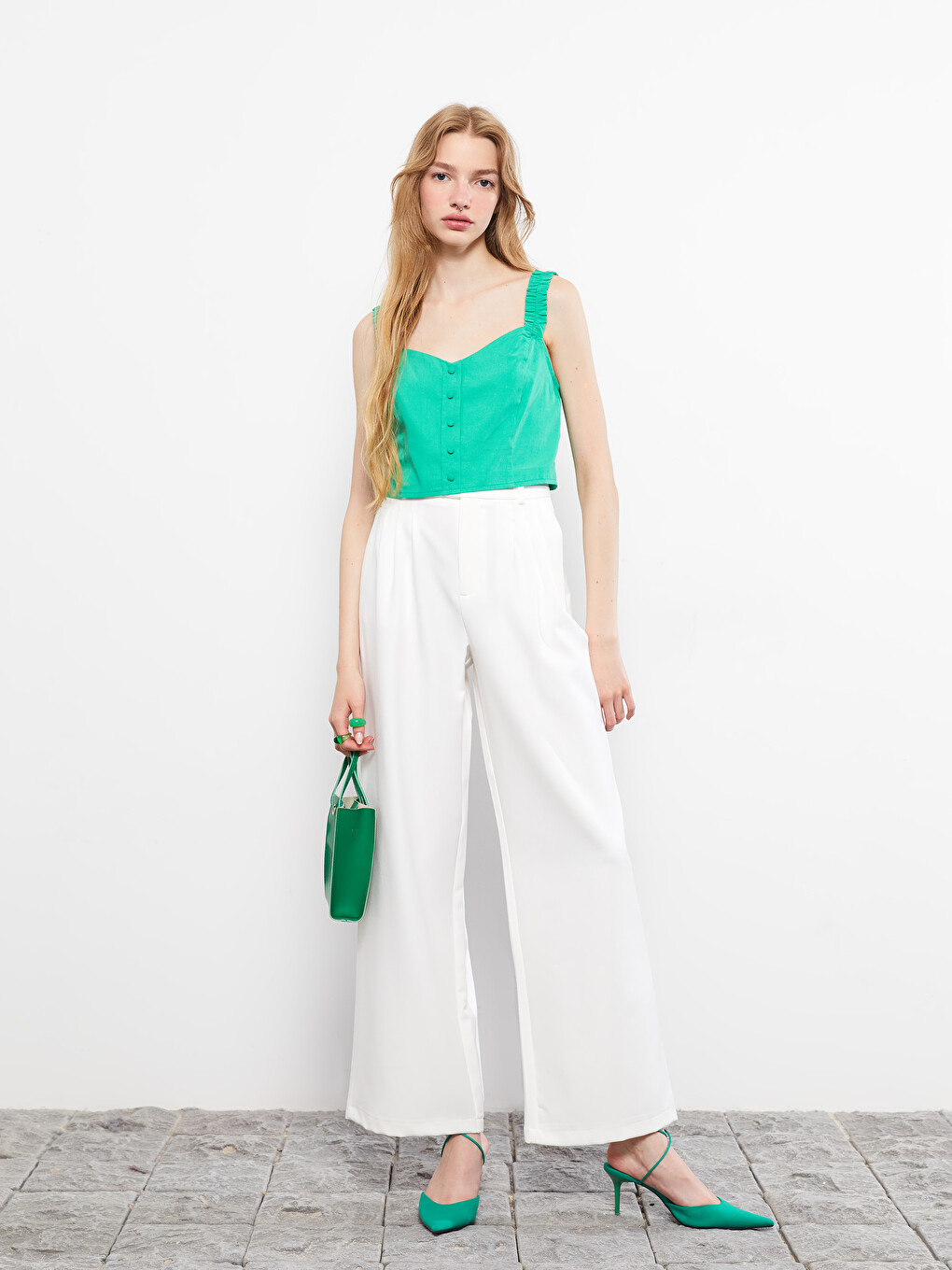 Regular Fit Plain Crepe Women's Trousers