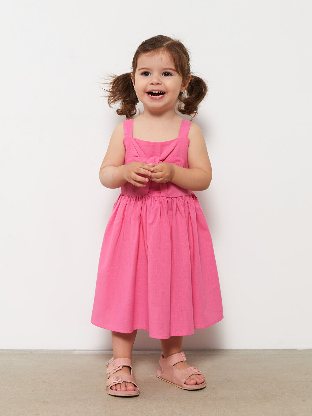 LCW baby Square Neck Strapless Basic Cotton Baby Girl Dress -S2KM82Z1-GEV
