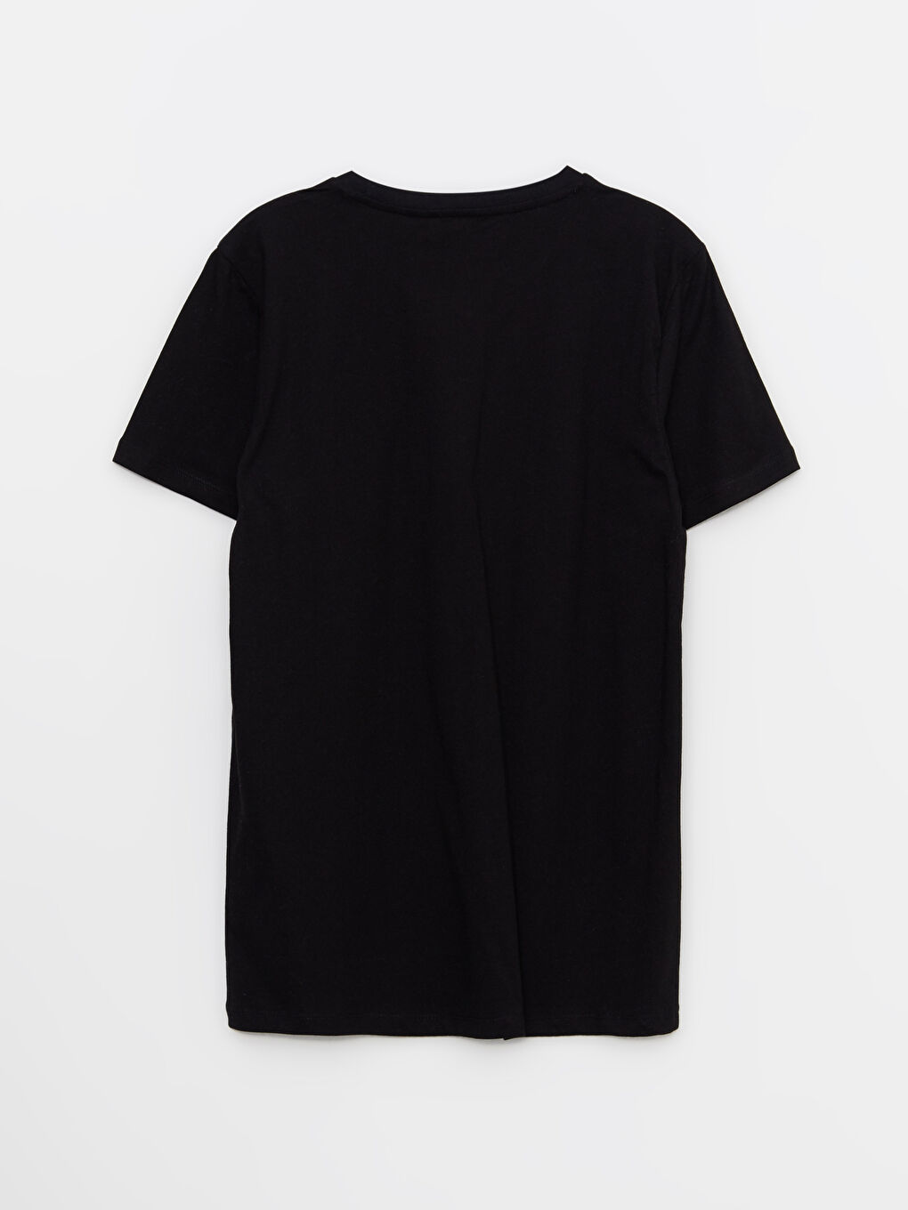 Siyah Bisiklet Yaka Kısa Kollu Nakışlı Penye Erkek Tişört-6