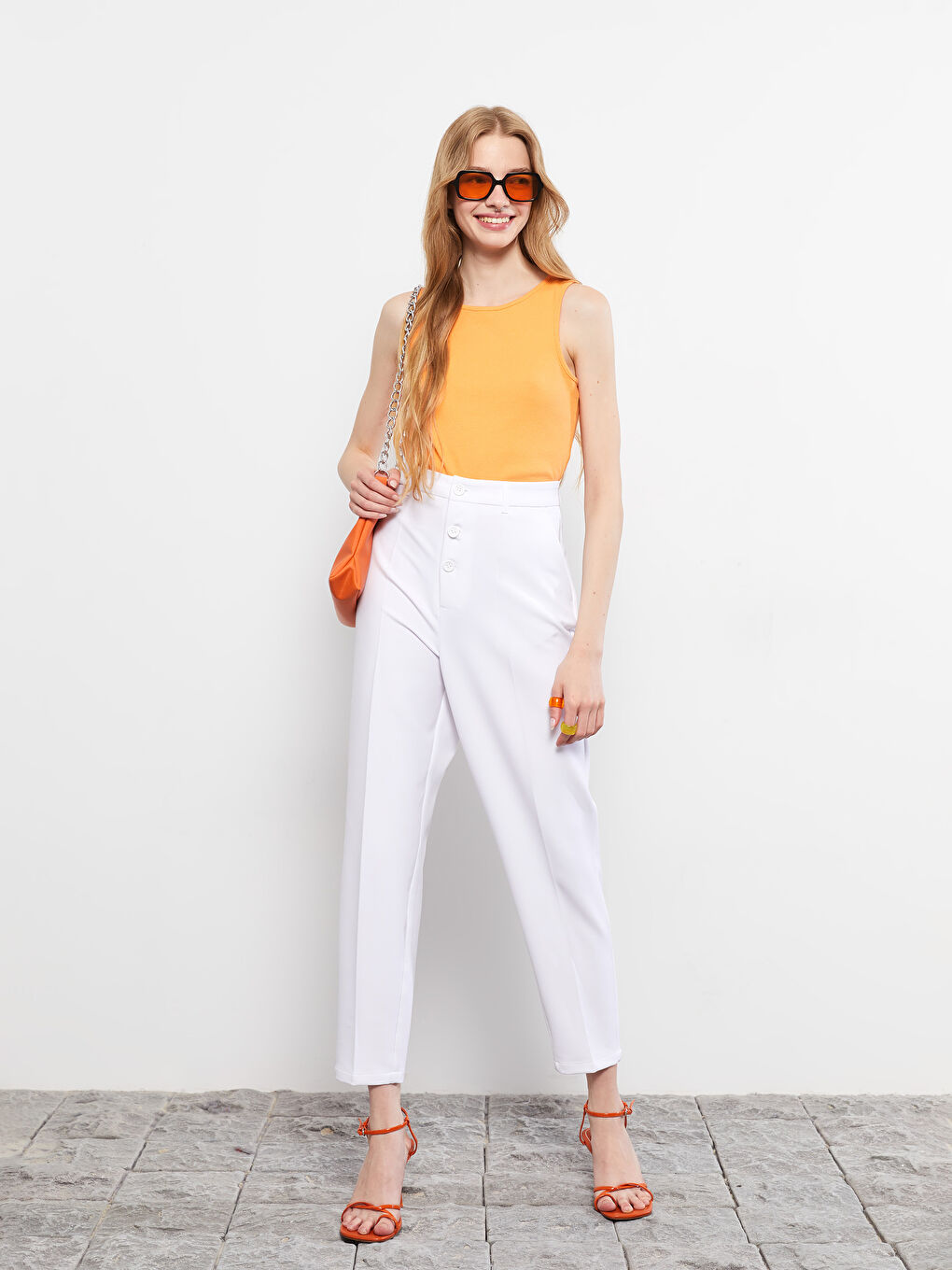 Standard Fit Regular Pocket Detailed Women's Trousers-1