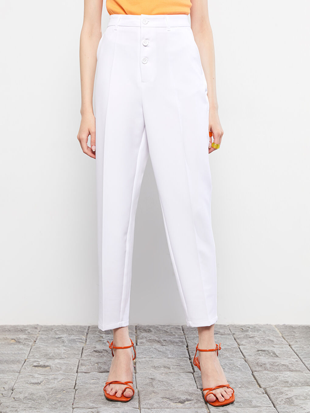 Standard Fit Regular Pocket Detailed Women's Trousers-2