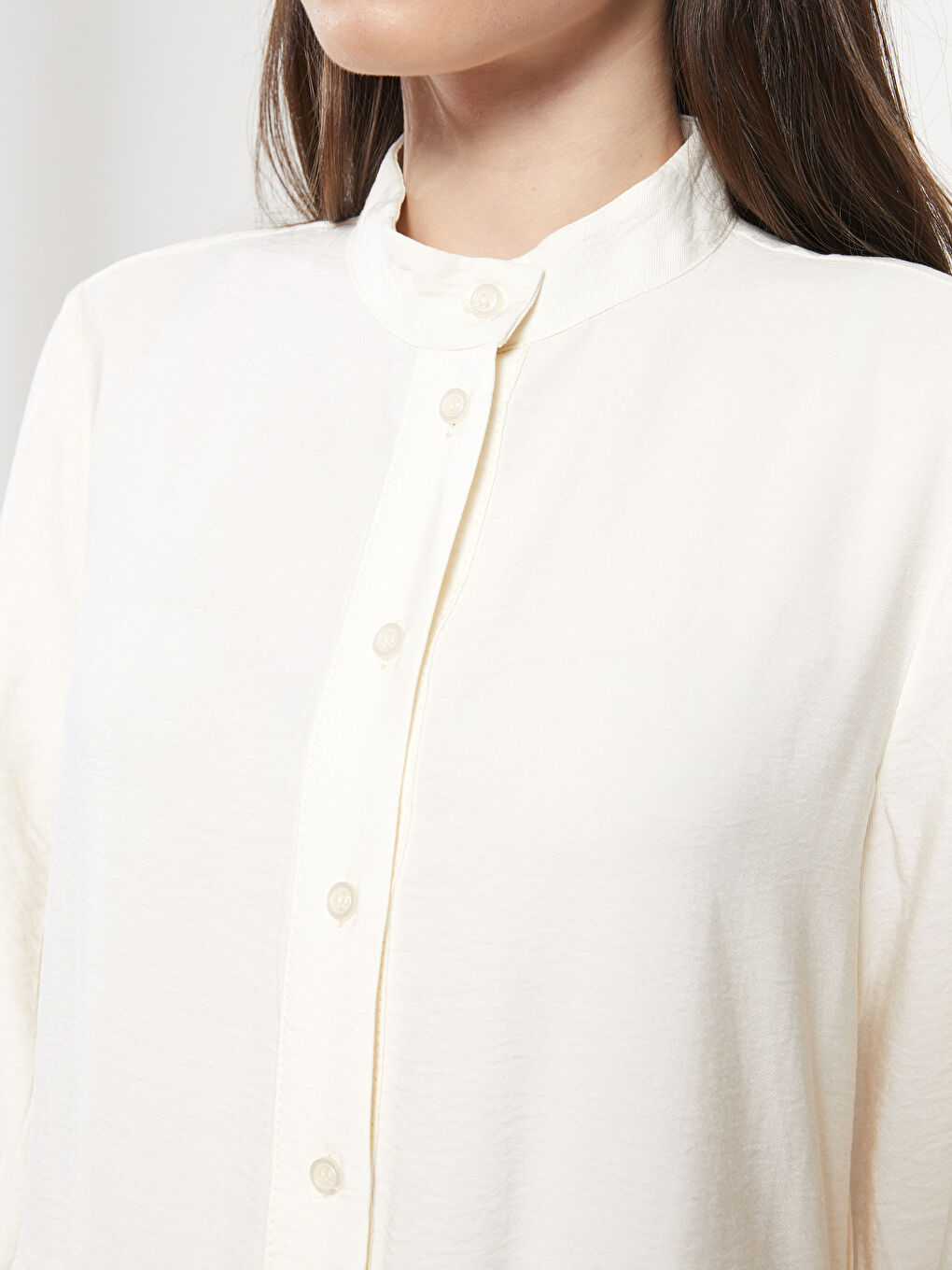 Funnel Neck Plain Long Sleeve Women's Tunic-2