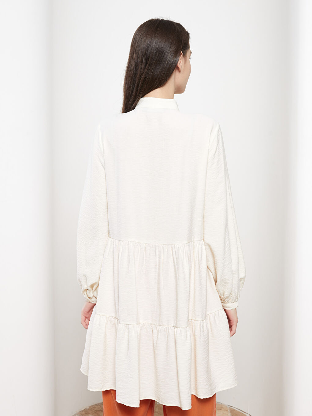 Funnel Neck Plain Long Sleeve Women's Tunic-3