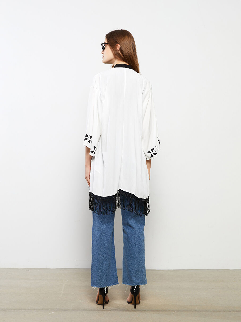 Shawl Collar Embroidered Viscose Women's Kimono -S2KN02Z8-S23