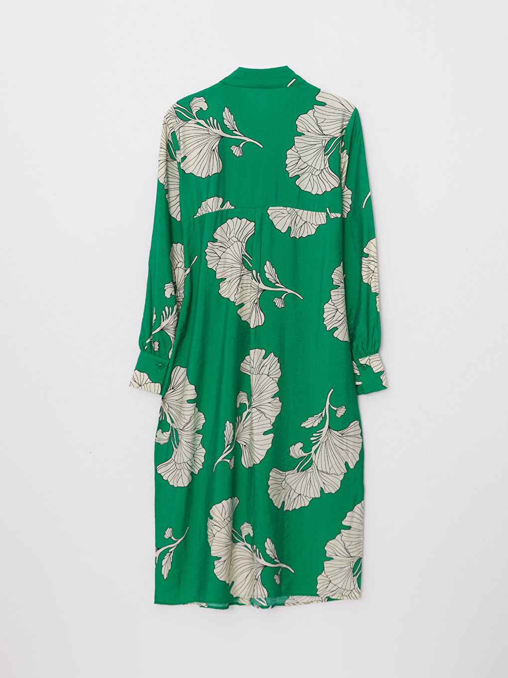 Yeşil Çiçekli Uzun Kollu Kadın Gömlek Tunik-6