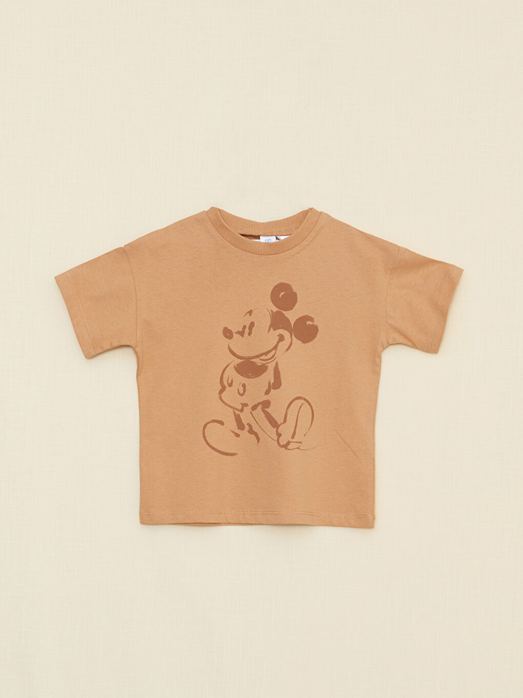 Crew Neck Short Sleeve Mickey Mouse Printed Baby Boys' T-Shirt