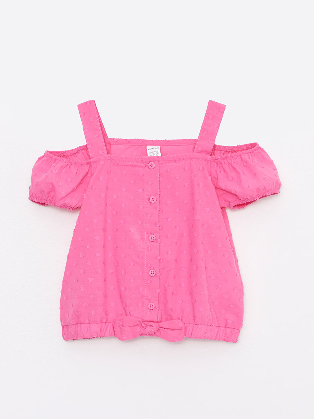 Cămașă Basic din Bumbac cu Mânecă Scurtă și Guler Tip Slash pentru Bebeluși Fete