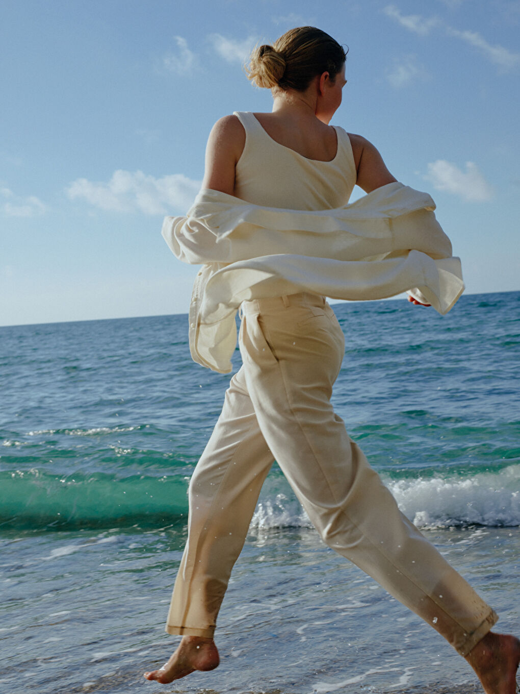 Gri Kadın Rahat Kalıp Düz Pantolon