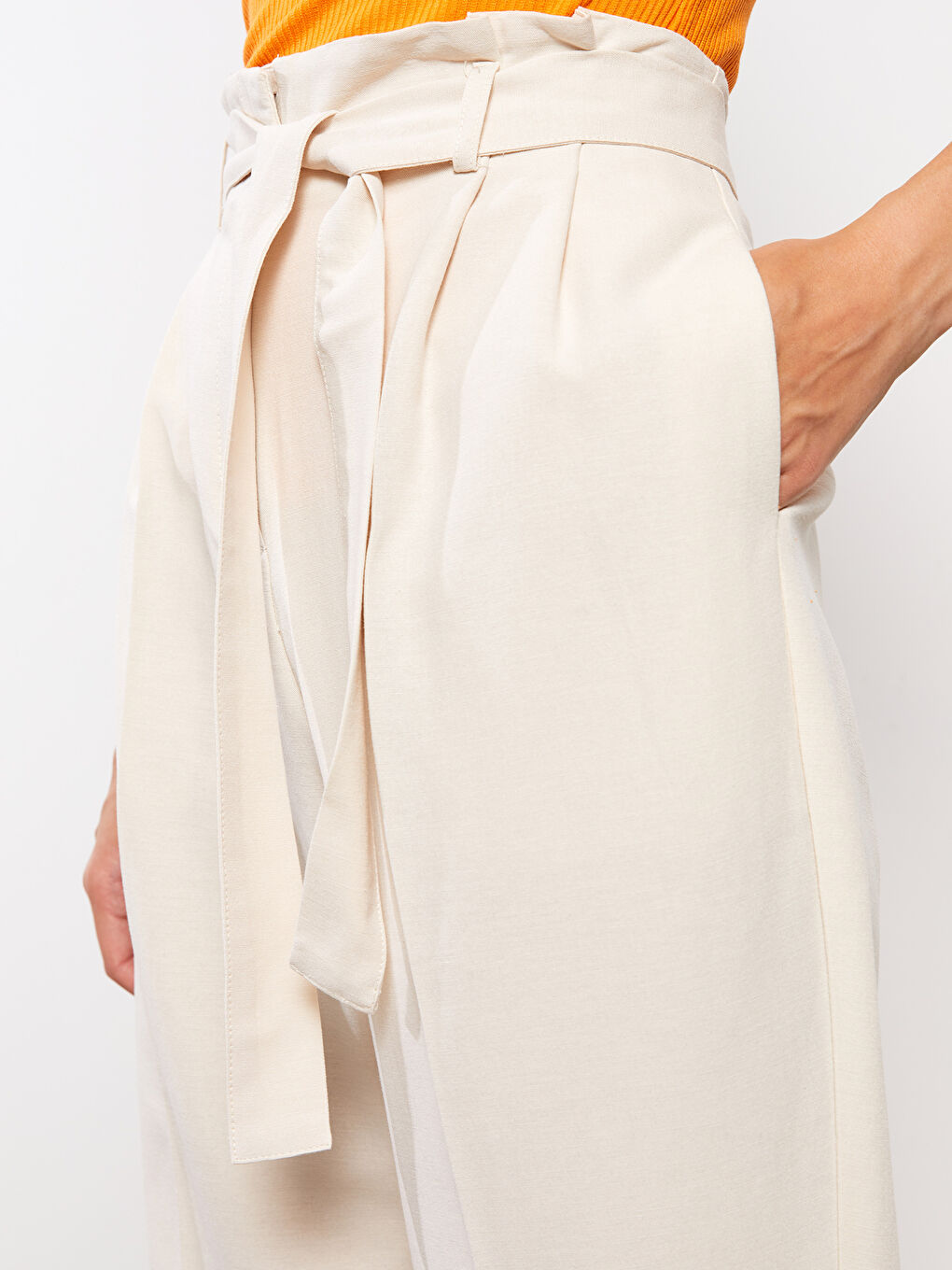 Gri Kadın Rahat Kalıp Düz Pantolon-5