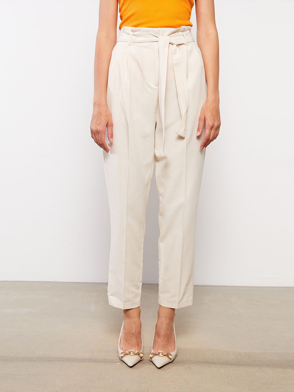 Gri Kadın Rahat Kalıp Düz Pantolon-6