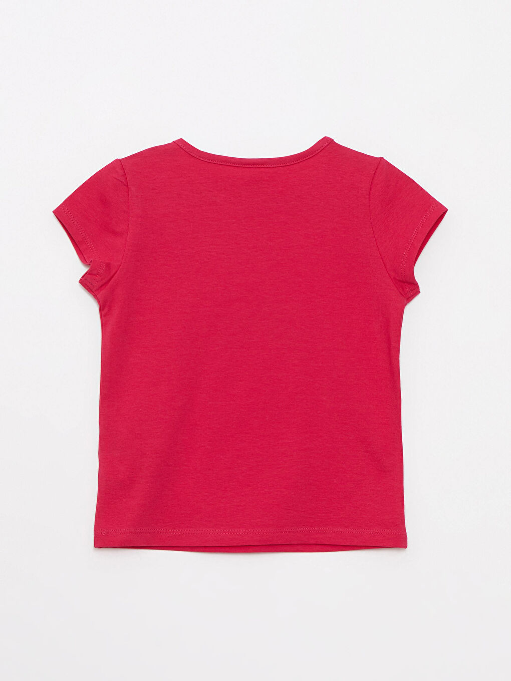 Fuşya Bisiklet Yaka Kısa Kol Baskılı Pamuklu Kız Bebek Tişört