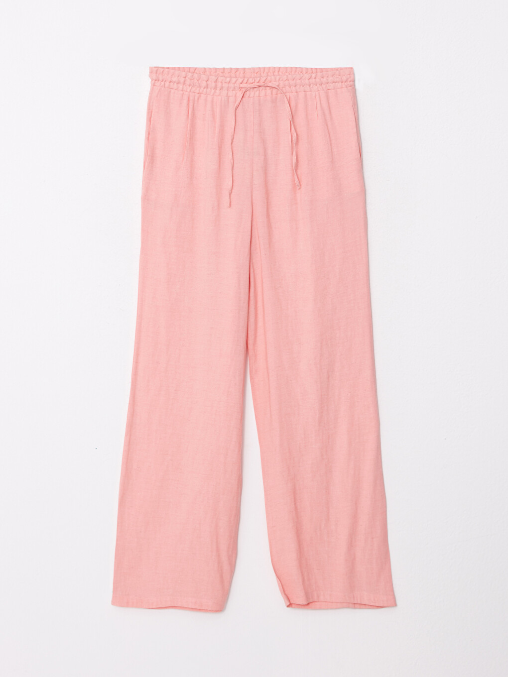 Women's Elastic Waist Relaxed Fit Plain Pants-5