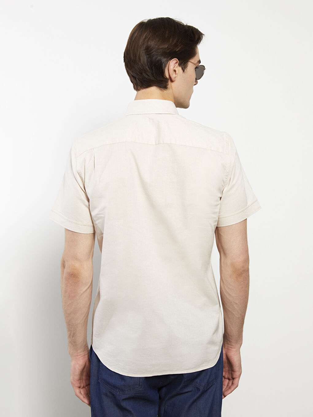 Regular Fit Short Sleeve Poplin Men's Shirt-4