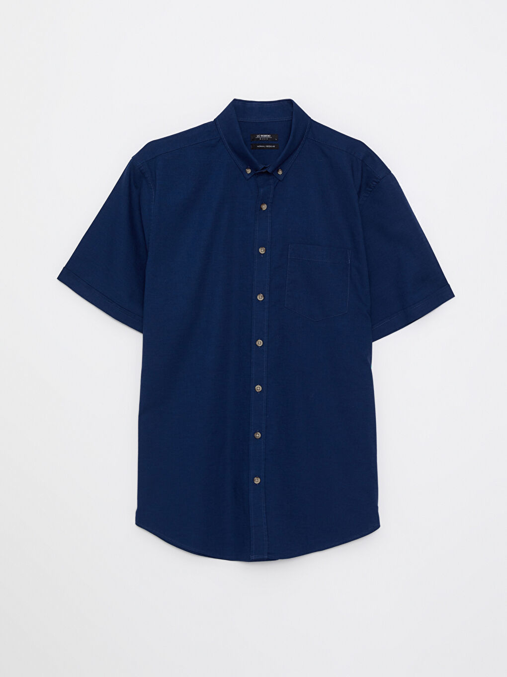 Lacivert Regular Fit Kısa Kollu Poplin Erkek Gömlek-5