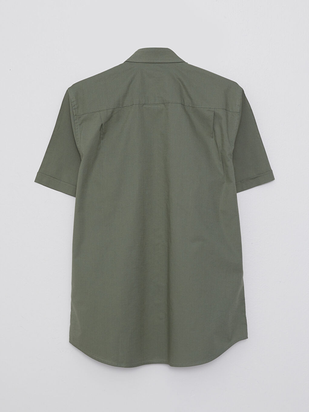 Yeşil Regular Fit Kısa Kollu Poplin Erkek Gömlek-6