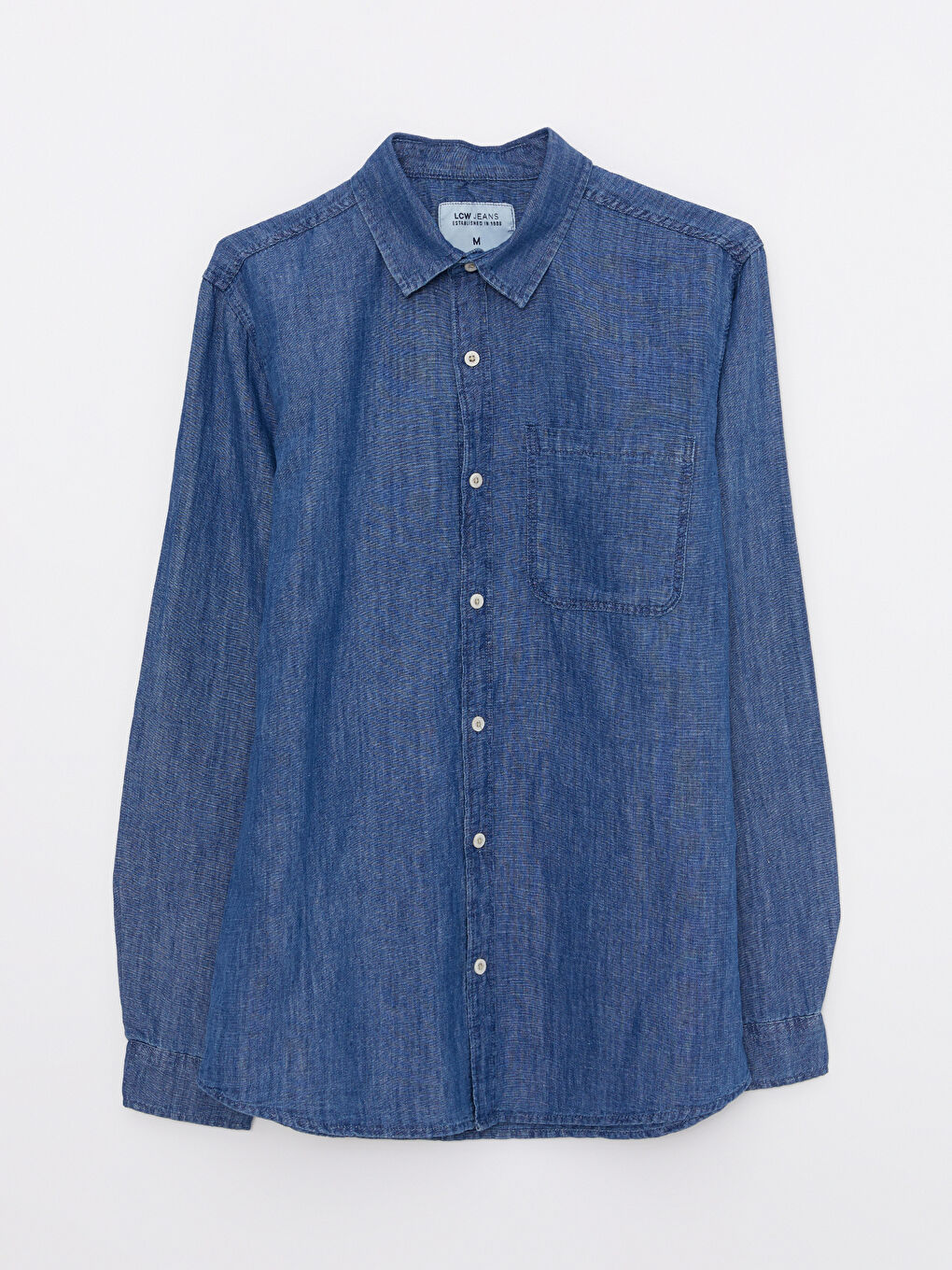 قميص جينز رجالي بأكمام طويلة وقصة عادية-5