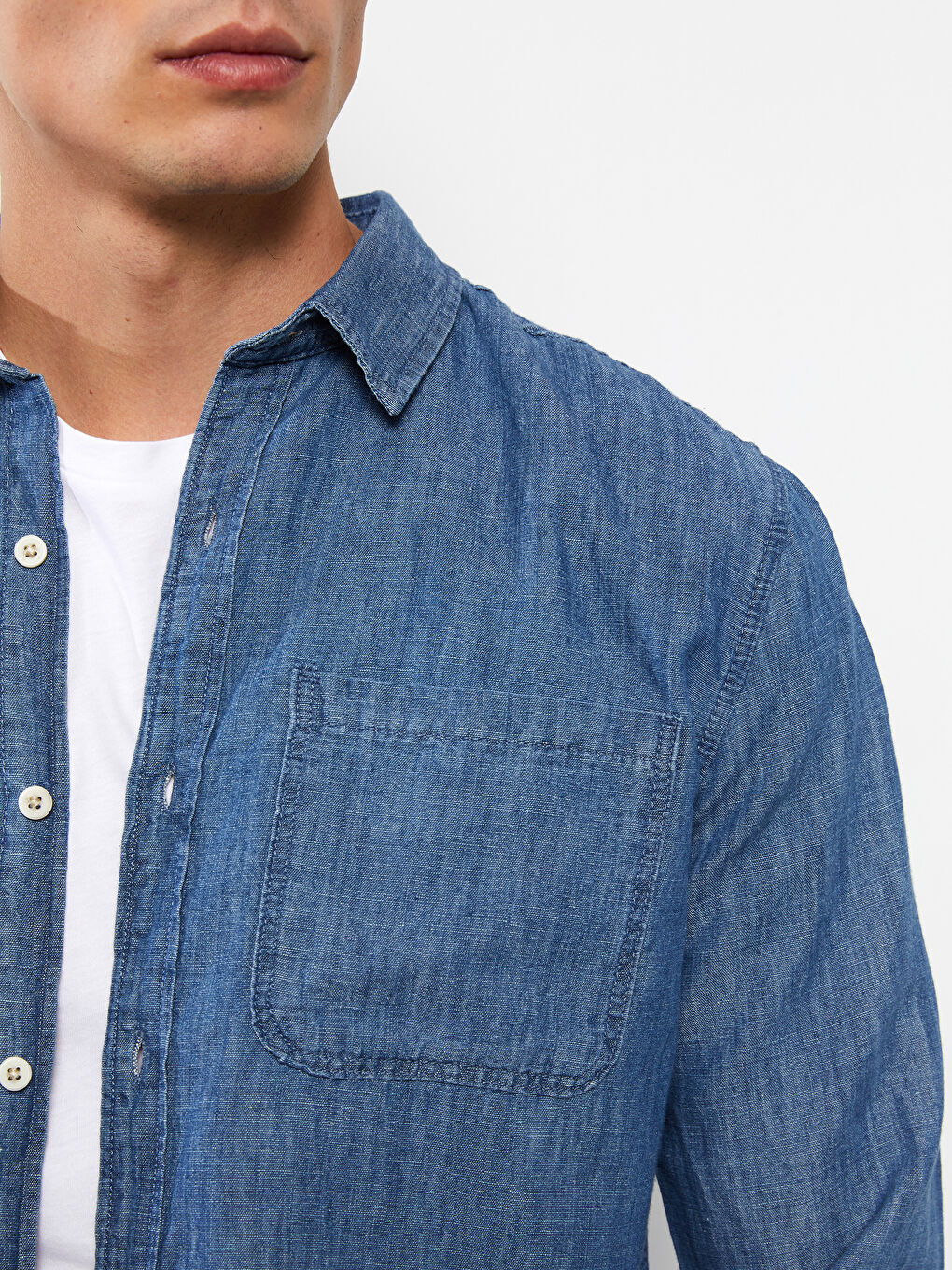 قميص جينز رجالي بأكمام طويلة وقصة عادية-3