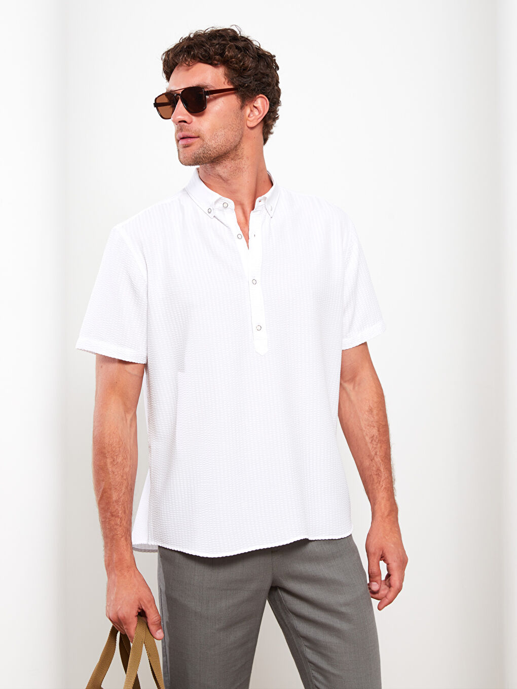 قميص رجالي بأكمام قصيرة بمقاس مريح-2