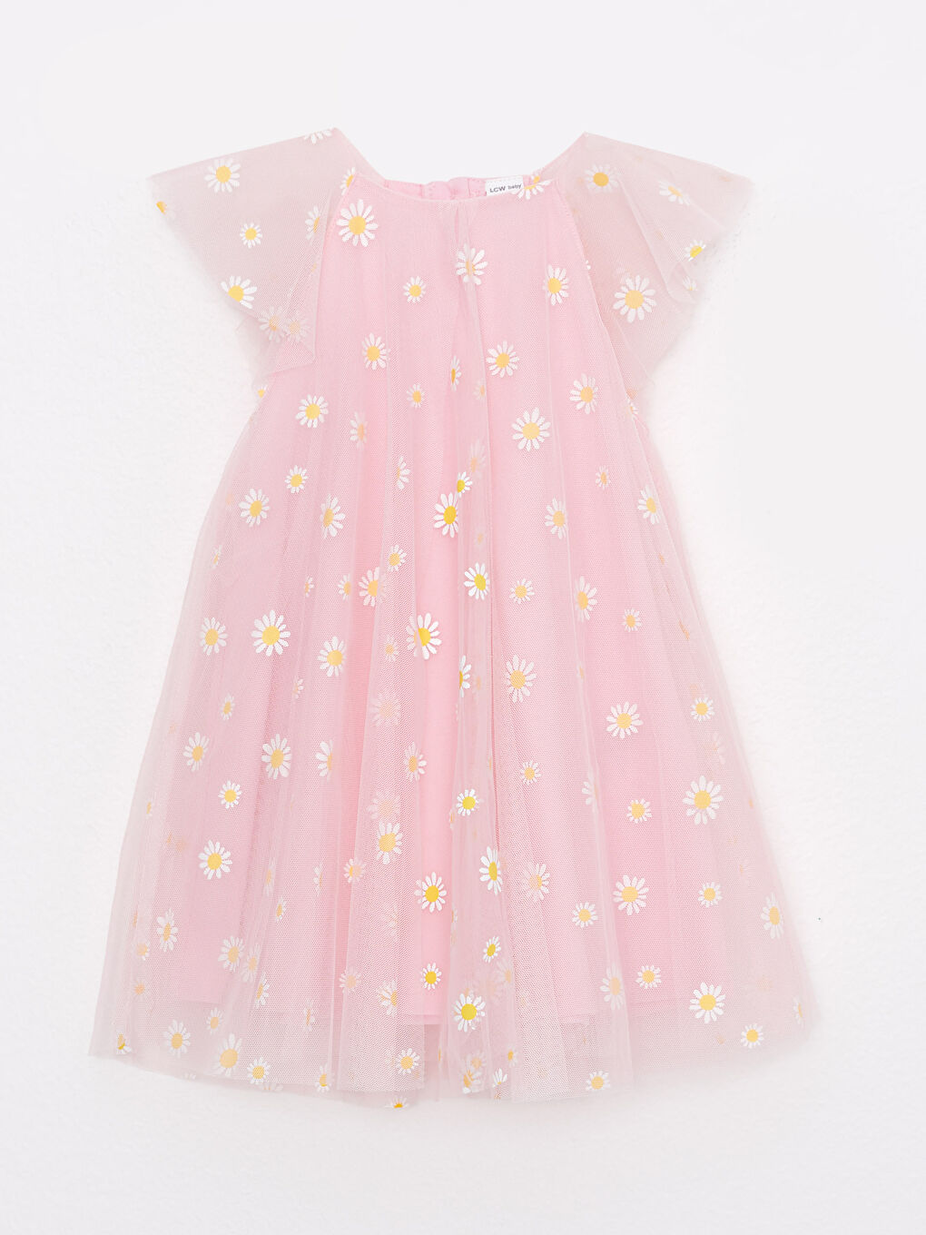 Crew Neck Short Sleeve Printed Baby Girl Evening Dress