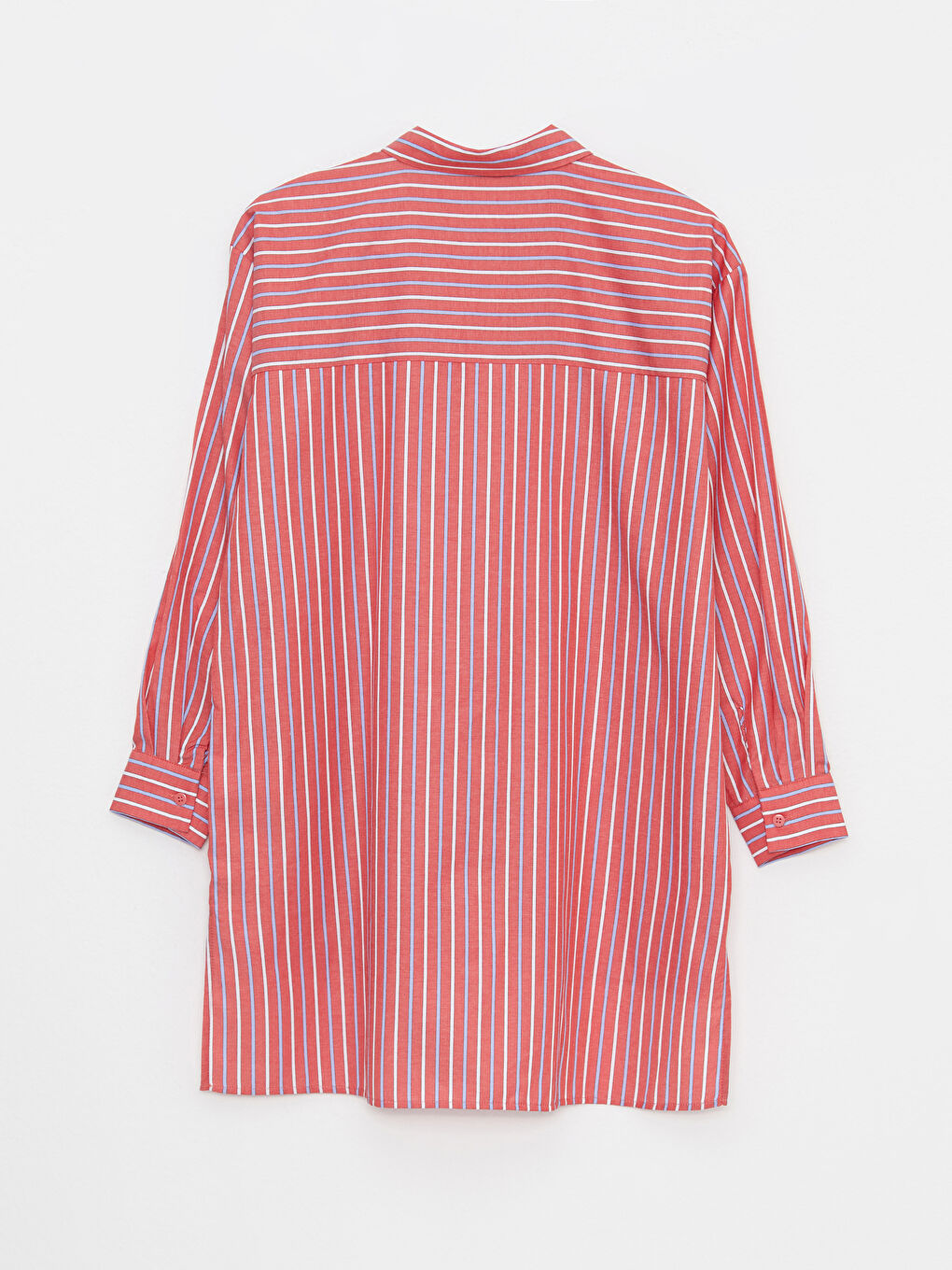 Kırmızı Çizgili Oversize Kadın Gömlek Tunik-6