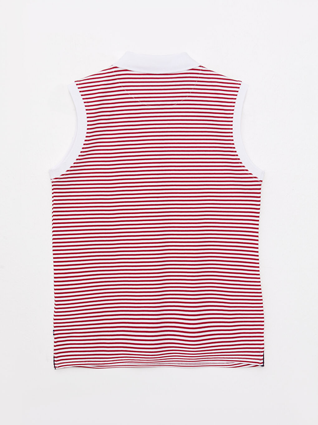 Kırmızı Polo Yaka Çizgili Pamuklu Kadın Atlet-6