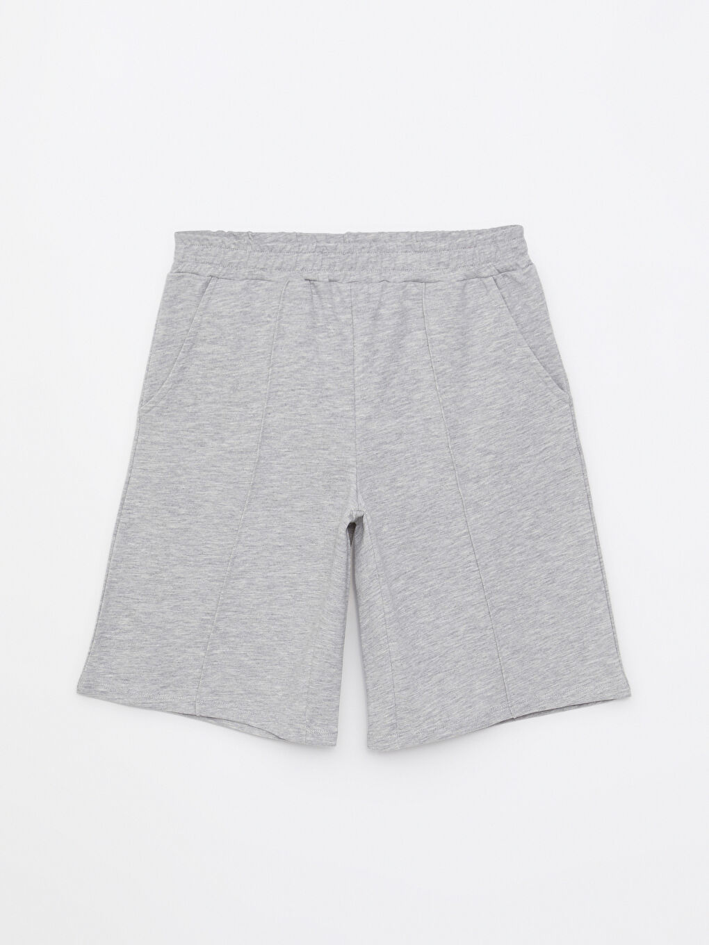 Gri Beli Lastikli Düz Cep Detaylı Hamile Şort-6