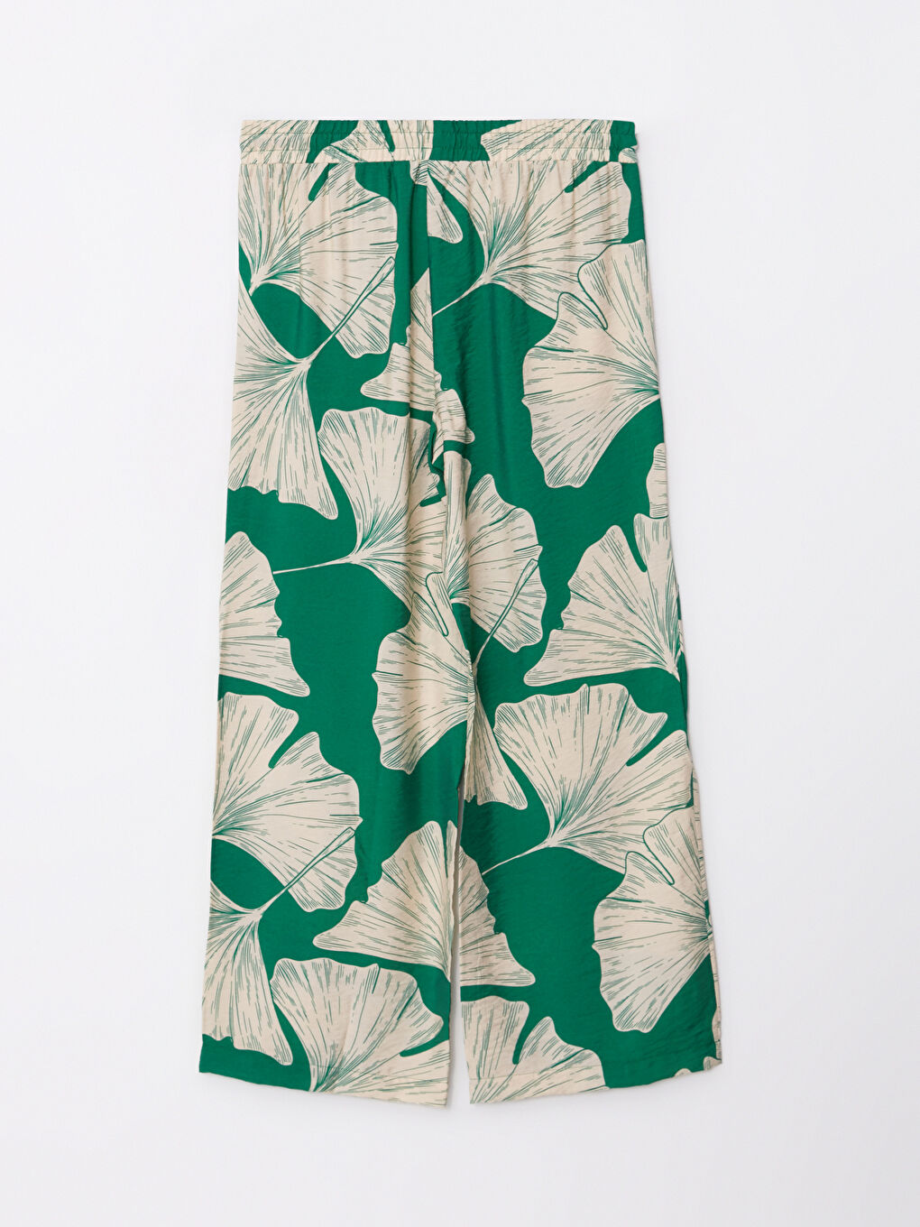 Yeşil Beli Lastikli Desenli Kadın Pantolon-6