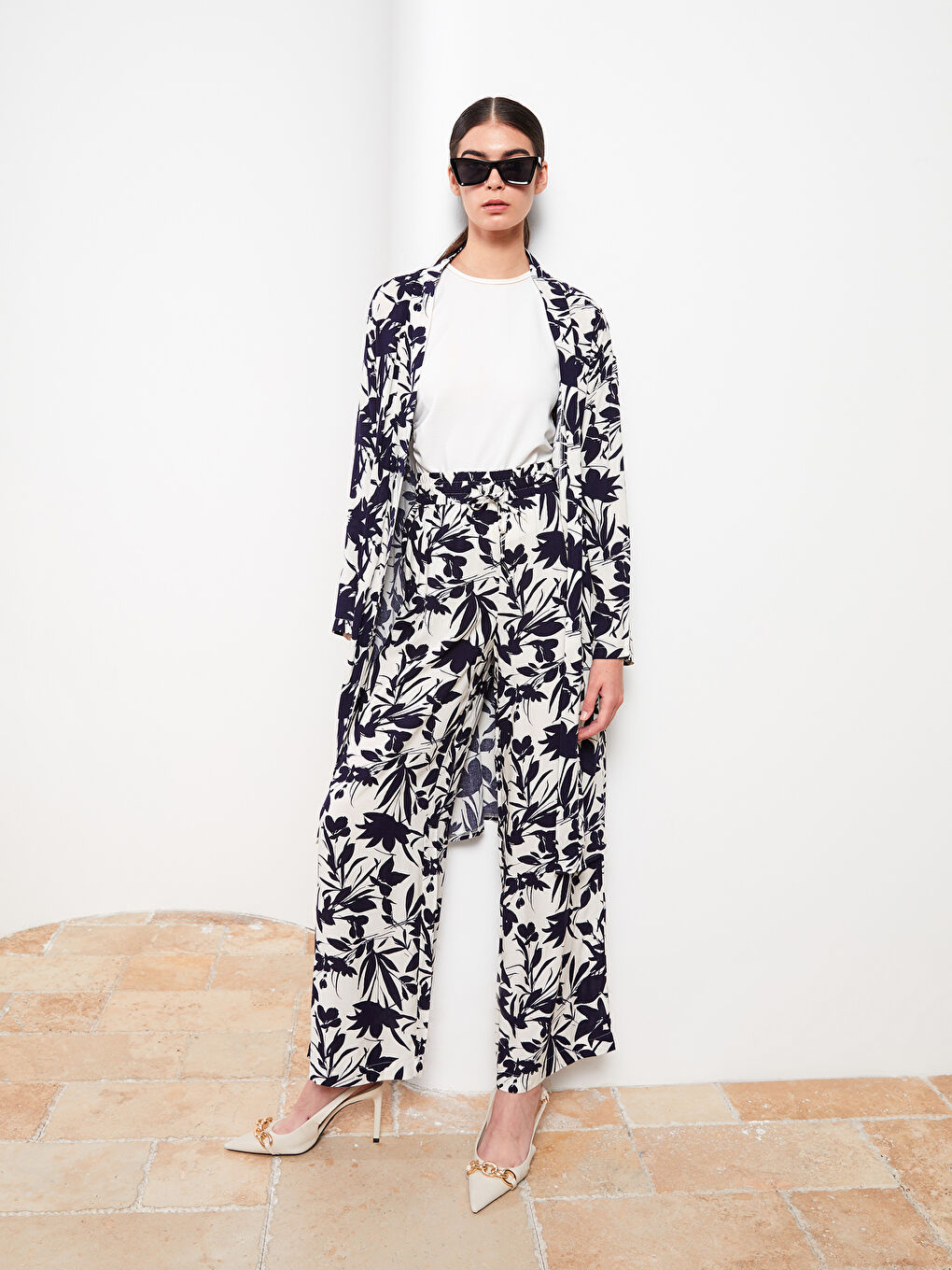 Elasticated Waist Patterned Women's Trousers-1