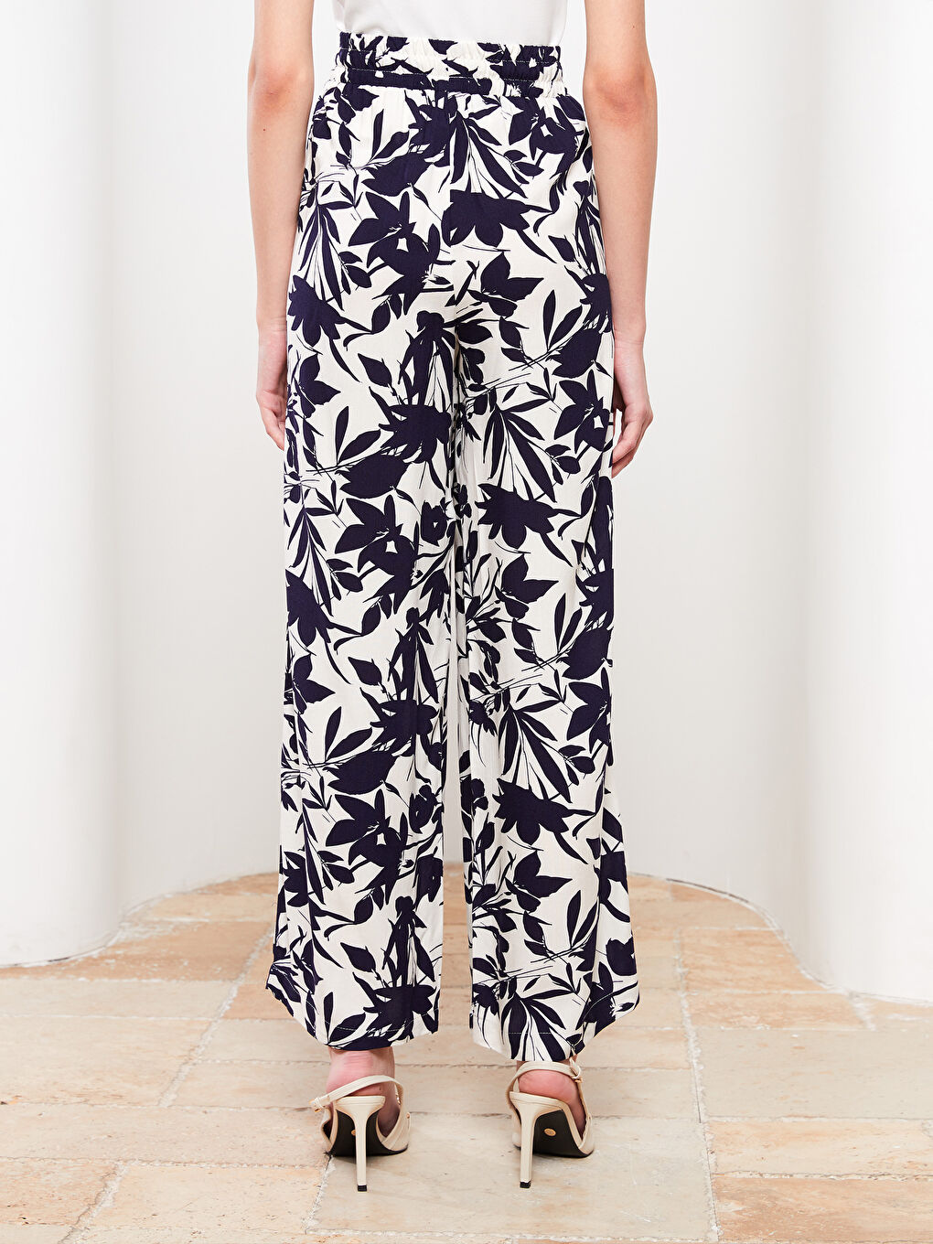 Elasticated Waist Patterned Women's Trousers-4