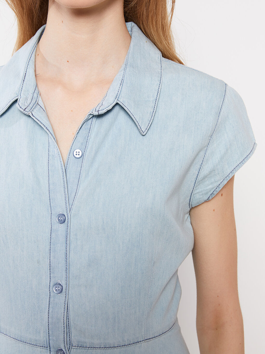 Shirt Collar Straight Short Sleeve Women's Rodeo Jean Dress -S2KQ94Z8-311